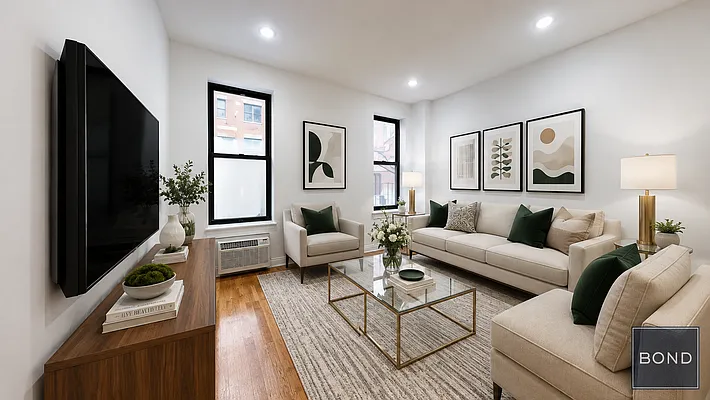 Renovated living room at 238 East 87th Street, Apt. 2B