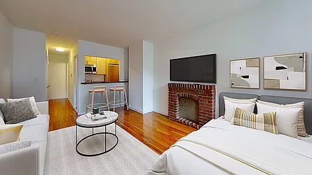 Virtually staged studio interior at 402 East 83rd Street, Apt. 1B